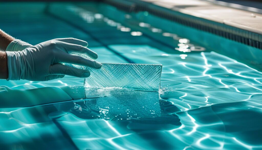 clean glass pool tile