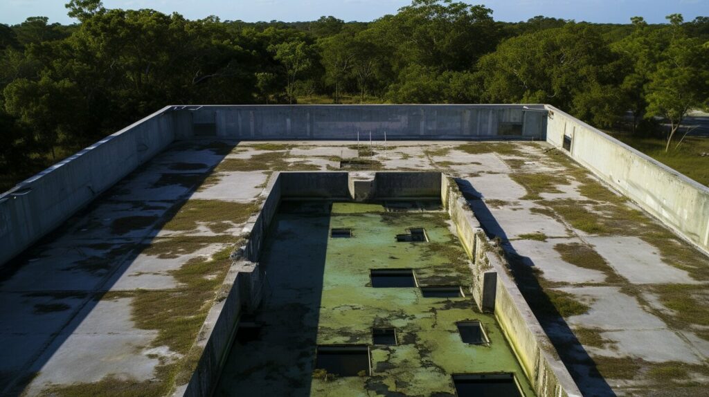 empty concrete pool with cracks empty concrete pool with cracks