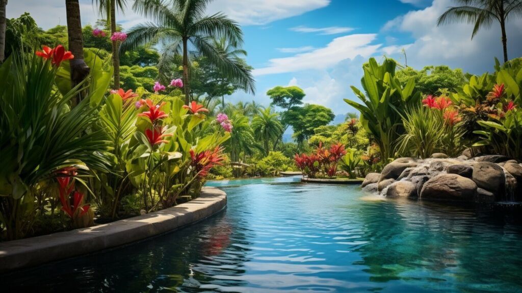 infinity pool with water feature