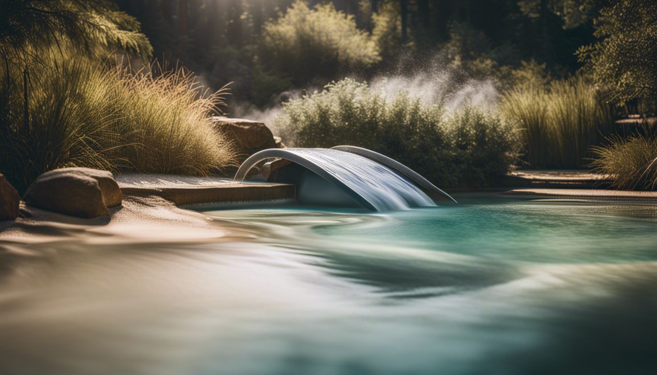 A clear pool filter with water flowing through, captured in high quality with a professional camera.